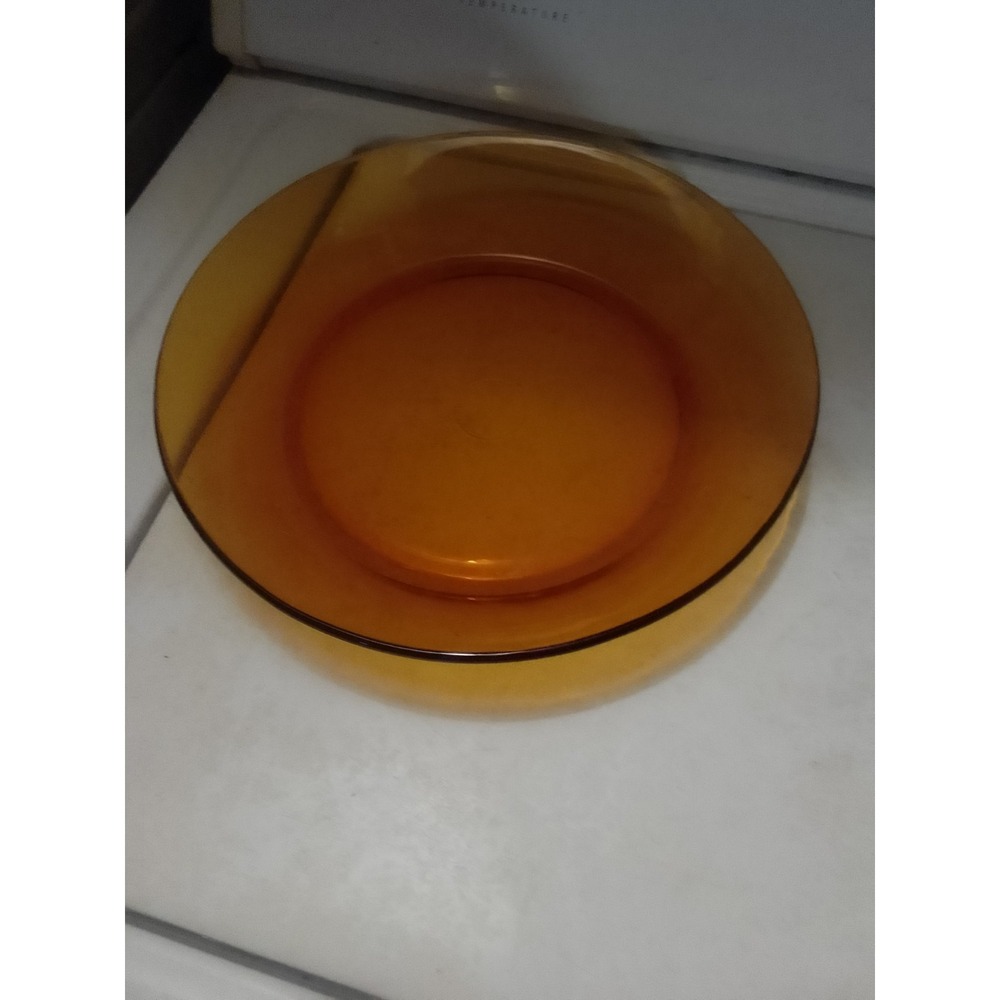 Vintage 1970's Duralex Low Salad Bowl Honey Amber Color 11" X 11" X 3" Deep - Picture 5 of 5